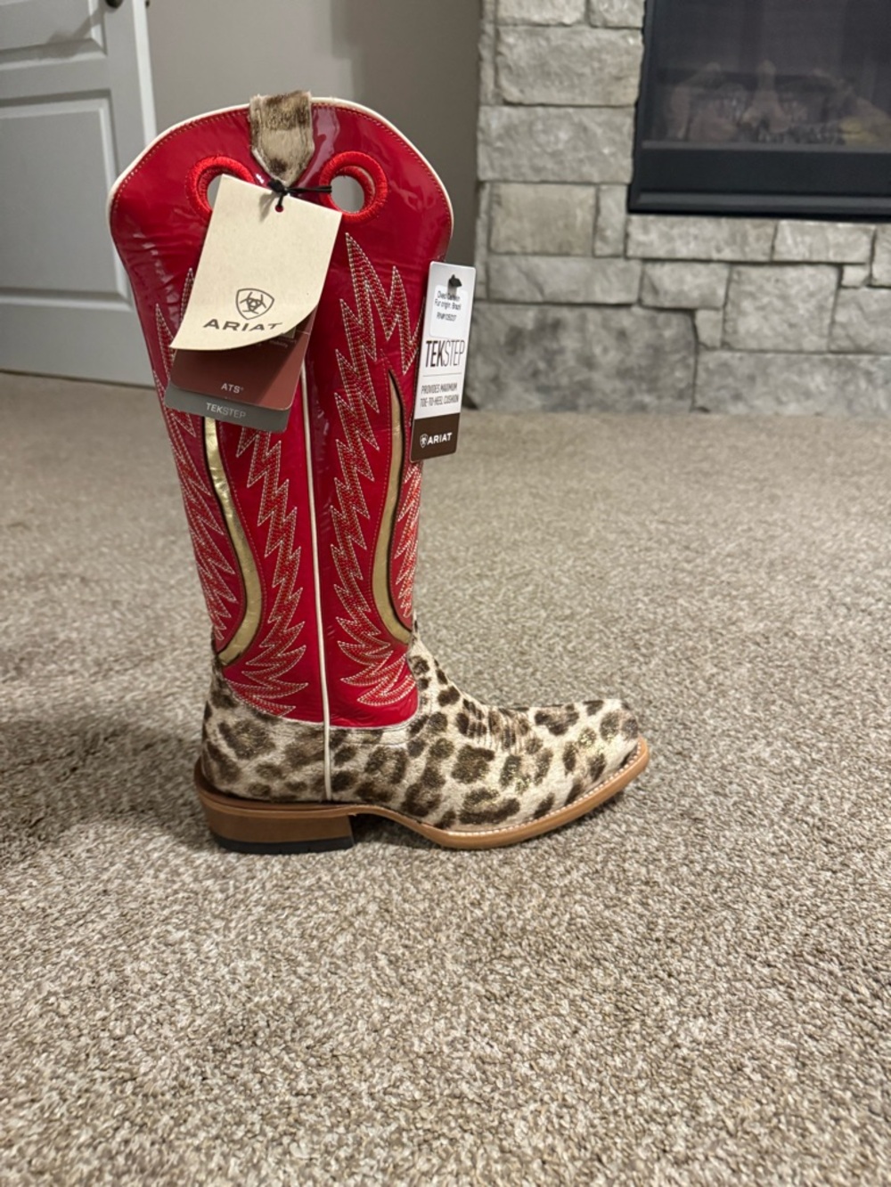 Ariat women’s leopard hair red boots futurity queen of hearts 9b - Picture 4 of 7